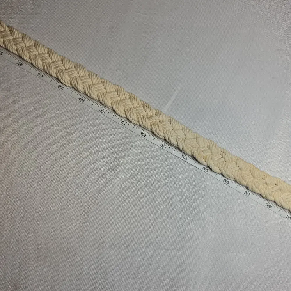 Belt Womens American Eagle Outfitters White Braided Rope Brown Leather Sz L-XL